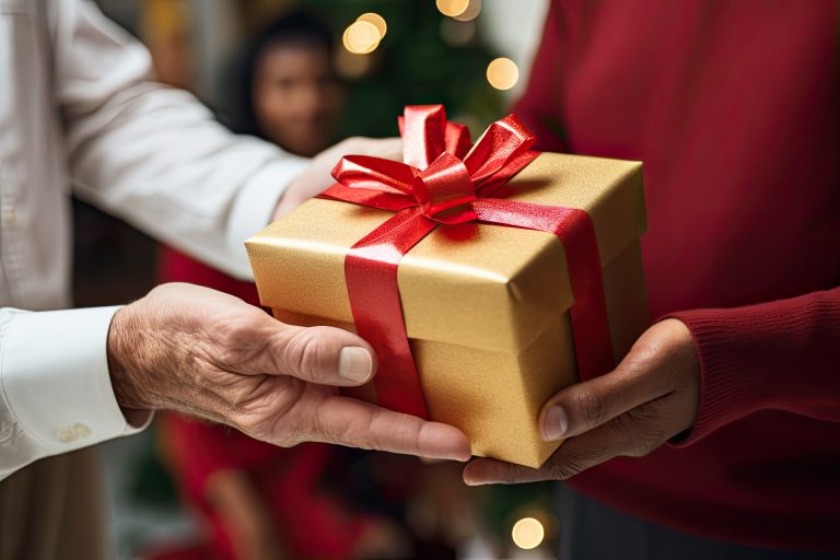 A charitable organization distributing gifts to beneficiaries, emphasizing the positive impact on recipients